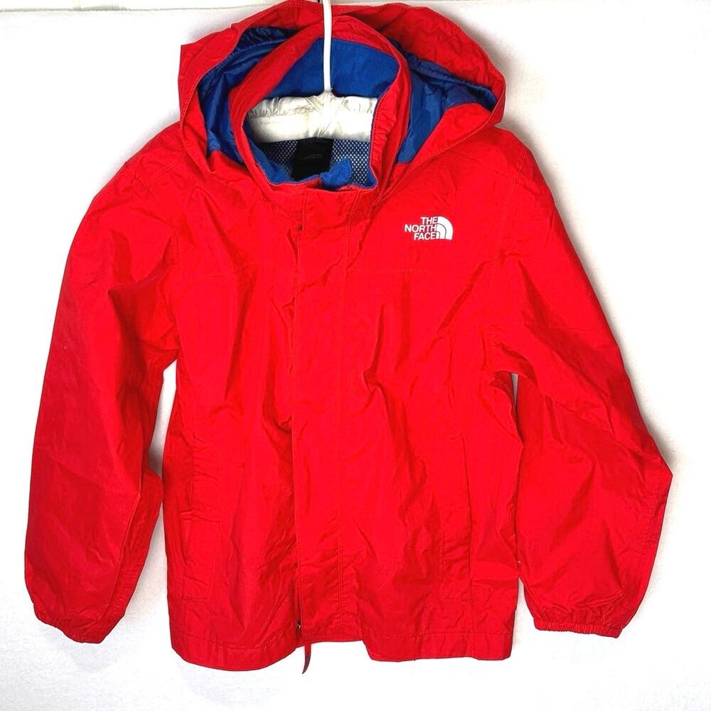 The North Face Youth XS (6) Windbreaker Rain Jacket Red Full Zip Hood Pockets